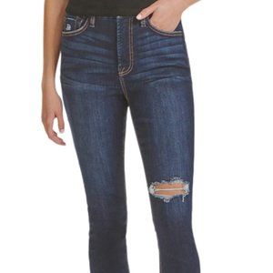7 For All Mankind the Skinny Distressed Dark Wash High Waisted Ankle Skinny Jean